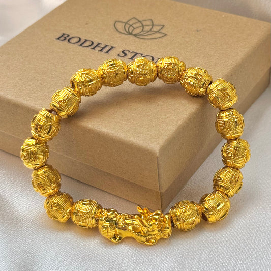 Goldenes Pixiu-Reichtums-Mantra-Armband