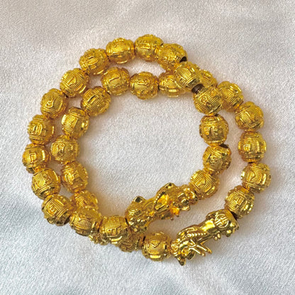 Goldenes Pixiu-Reichtums-Mantra-Armband