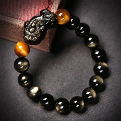 Golden Obsidian Pixiu Tiger Eye Protection Bracelet