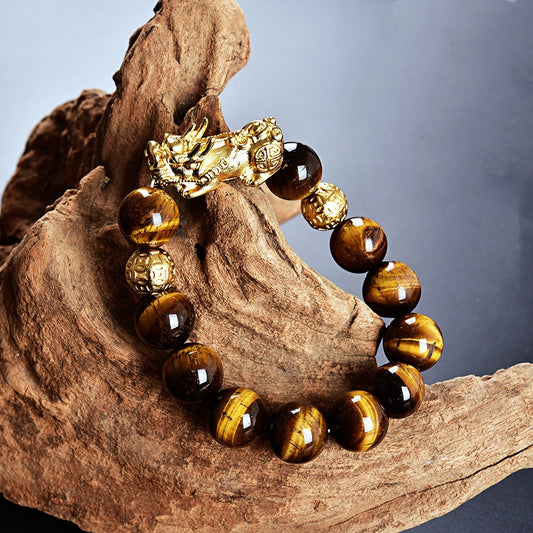 Golden Pixiu Wealth & Protection Tiger Eye Bracelet