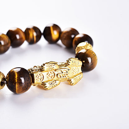 Golden Pixiu Wealth & Protection Tiger Eye Bracelet