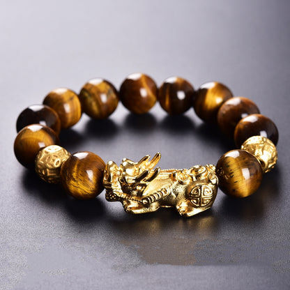 Golden Pixiu Wealth & Protection Tiger Eye Bracelet