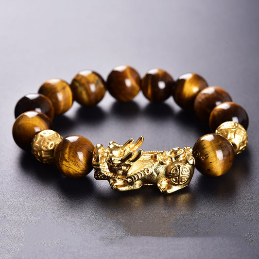 Golden Pixiu Wealth & Protection Tiger Eye Bracelet