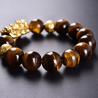 Golden Pixiu Wealth & Protection Tiger Eye Bracelet