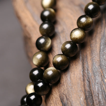 Golden Sheen Obsidian 108 Beads Bracelet Necklace2