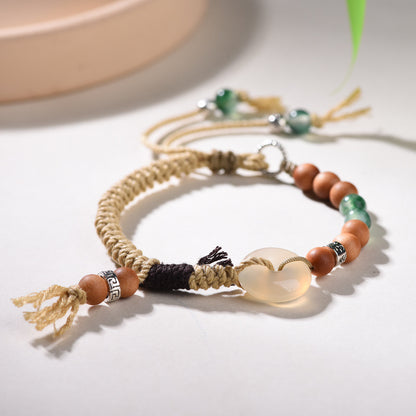 Handwoven White Agate Peace Buckle Bracelet