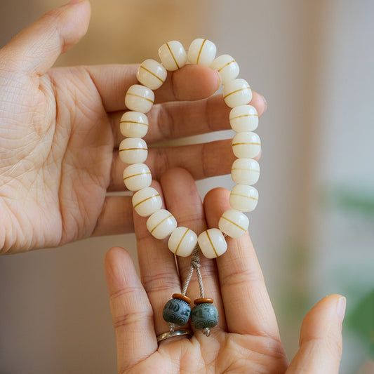 Heaven Line Dzi & White Bodhi Protection Bracelet