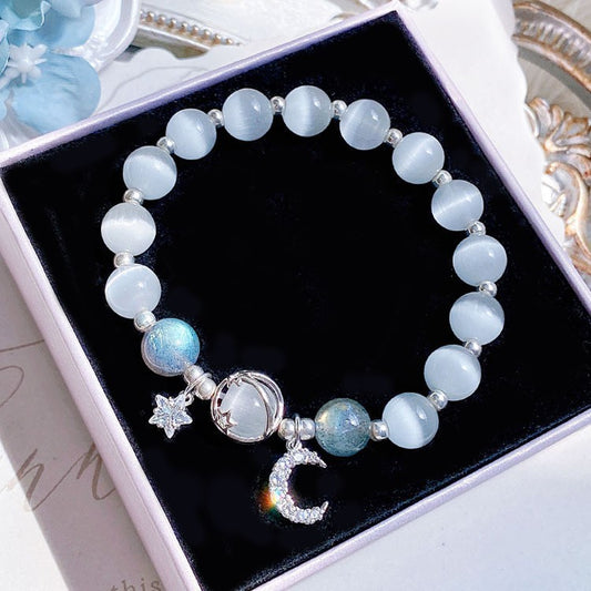 Moon & Star Charm Moonlight Cat’s Eye Bracelet