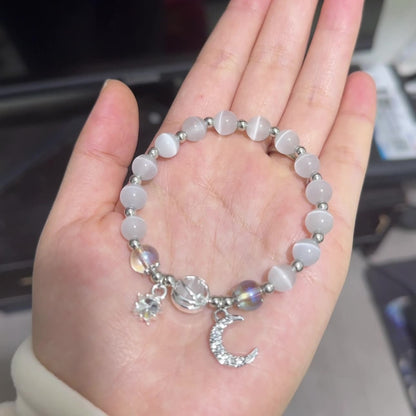 Moon & Star Charm Moonlight Cat’s Eye Bracelet
