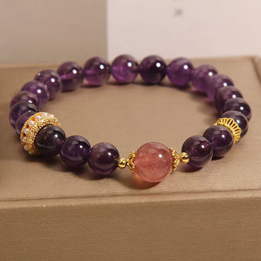 Natural Amethyst Strawberry Quartz Bracelet