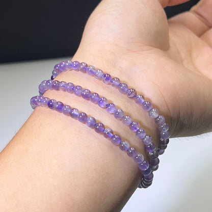 Natural Amethyst Triple Wrap Bracelet