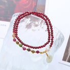 Natural Garnet Bead Jade Peace Buckle Pendant Bracelet