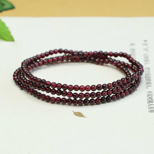 Natural Garnet Triple Wrap Bracelet