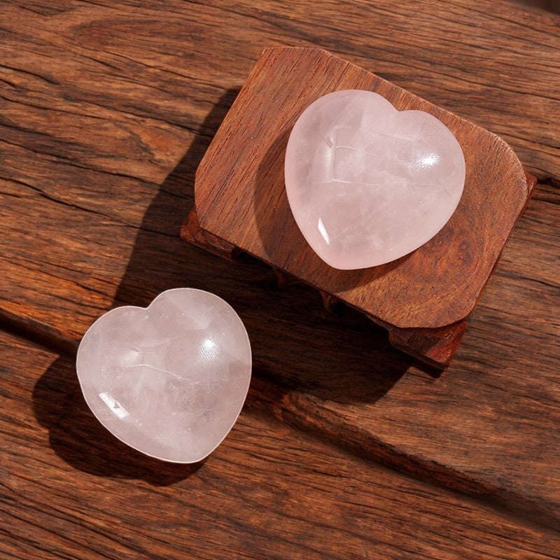 Natural Rose Quartz Heart-Shaped Love Crystals 4
