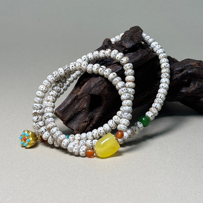 Natural Star and Moon Bodhi Seed Lotus Pendant Bracelet