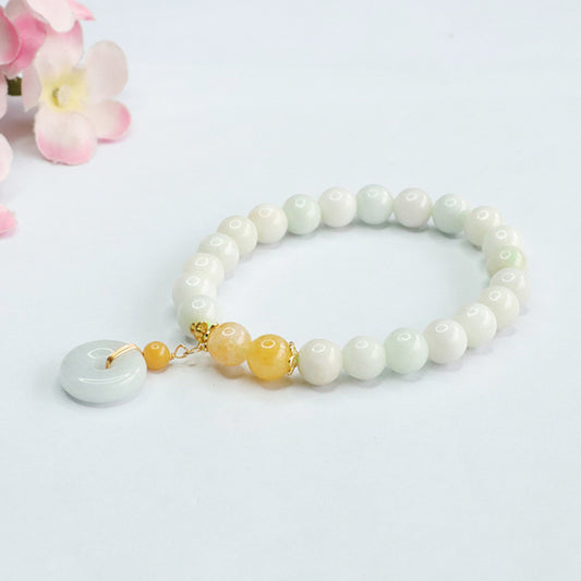 Natural White Jade Peace Buckel Luck Bracelet