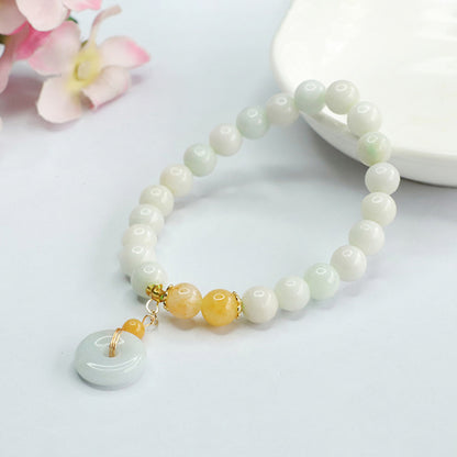 Natural White Jade Peace Buckel Luck Bracelet