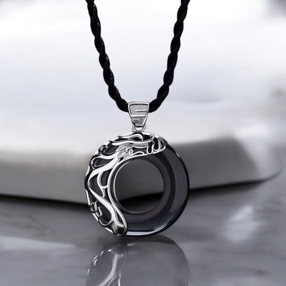 Obsidian Dragon Opal Phoenix Couple Necklace 2