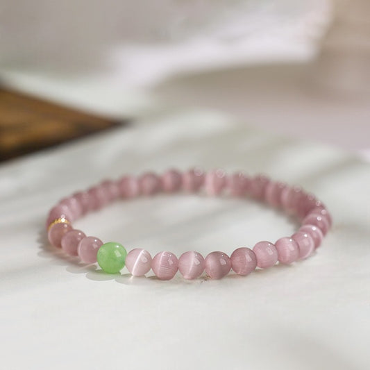 Pink Cat’s Eye with Green Chalcedony Bracelet