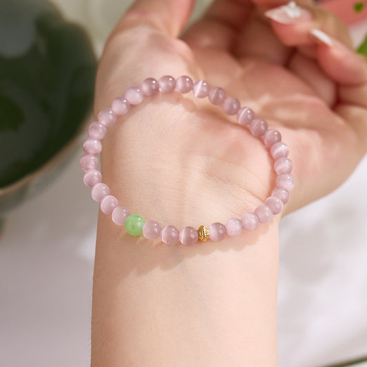 Pink Cat’s Eye with Green Chalcedony Bracelet