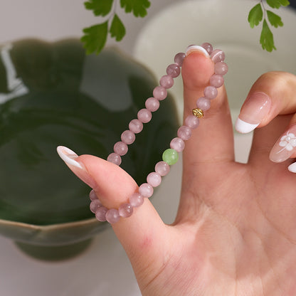 Pink Cat’s Eye with Green Chalcedony Bracelet