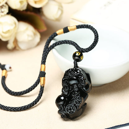Pixiu Black Obsidian Necklace