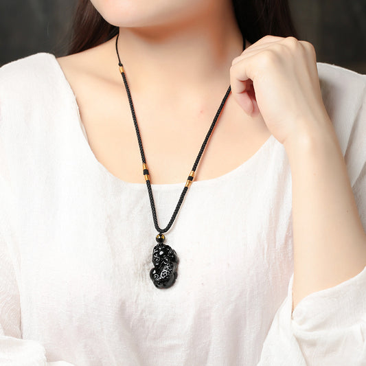 Pixiu Black Obsidian Necklace