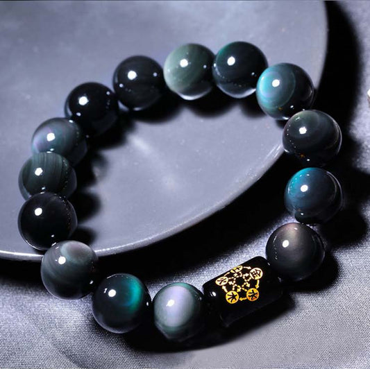 Schutz Regenbogen Obsidian Fünf Elemente Perlenarmband