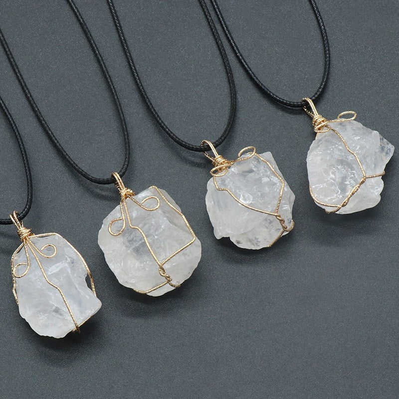 Raw Crystal Wire-Wrapped Pendant Necklace