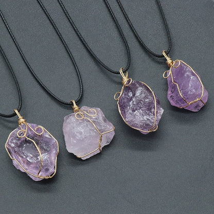Raw Crystal Wire-Wrapped Pendant Necklace