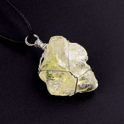 Raw Crystal Wire-Wrapped Pendant Necklace