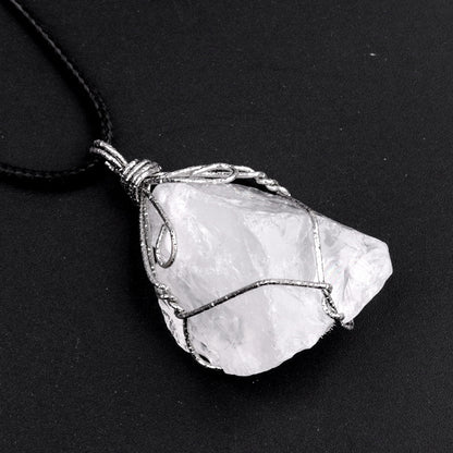 Raw Crystal Wire-Wrapped Pendant Necklace