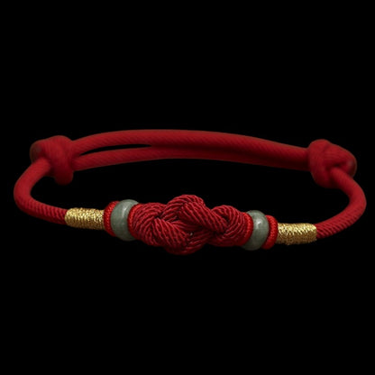 Red String Jade Luck & Fortune Knot Couple Bracelet Black