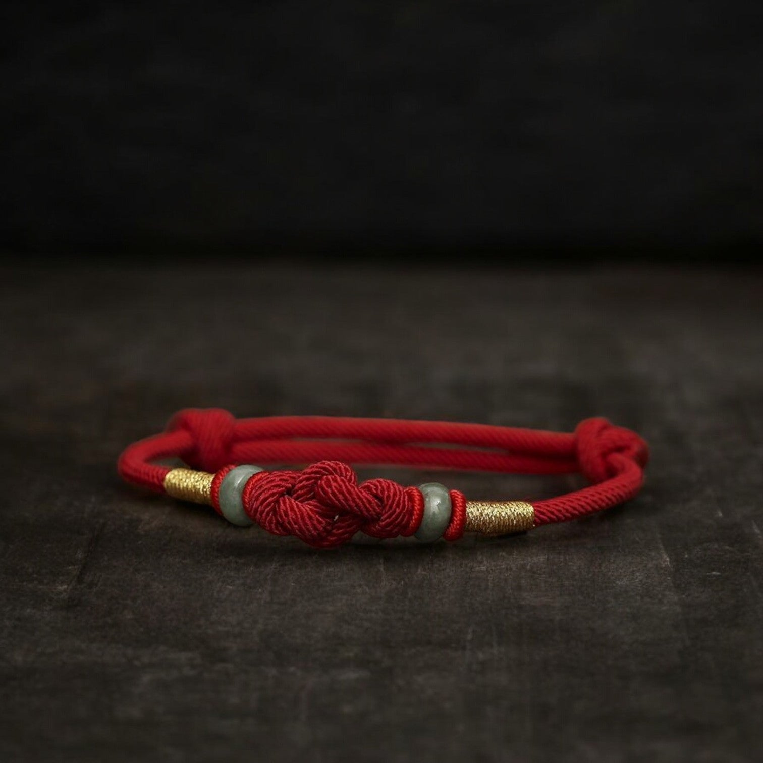 Red String Jade Luck & Fortune Knot Couple Bracelet grey
