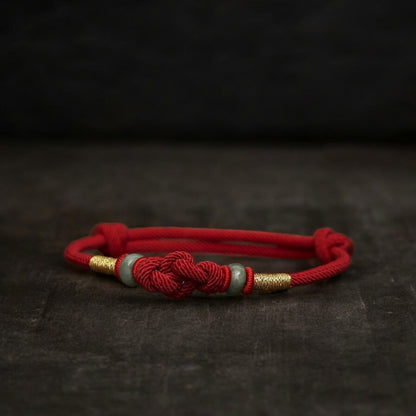 Red String Jade Luck & Fortune Knot Couple Bracelet grey