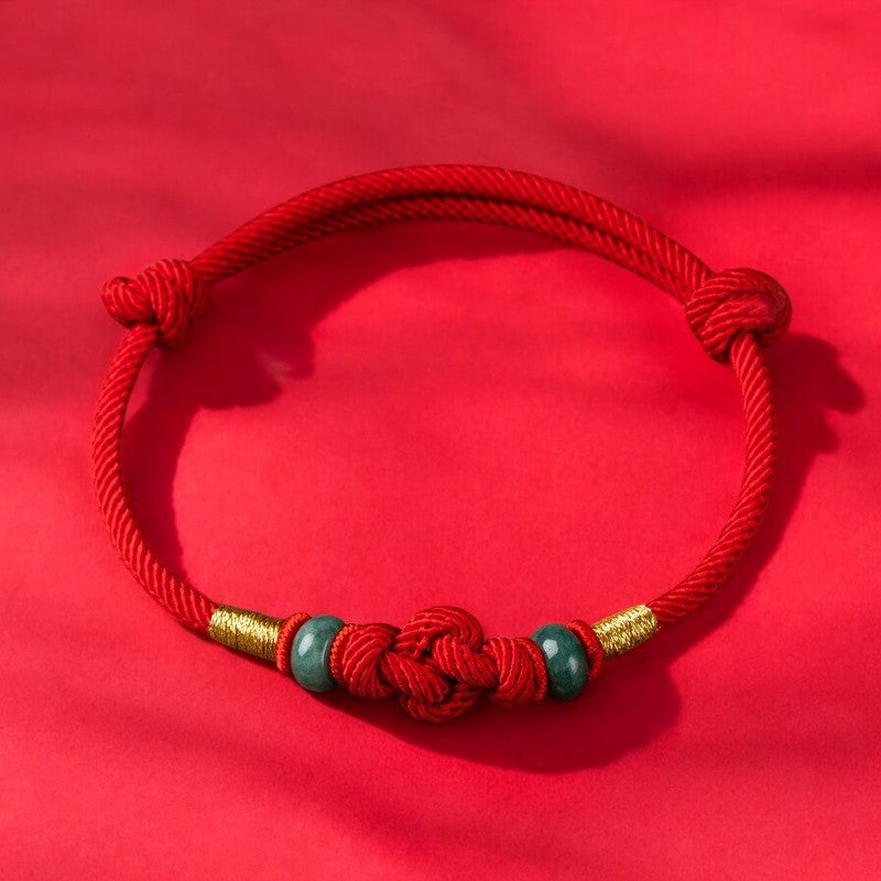 Red String Jade Luck & Fortune Knot Couple Bracelet red1