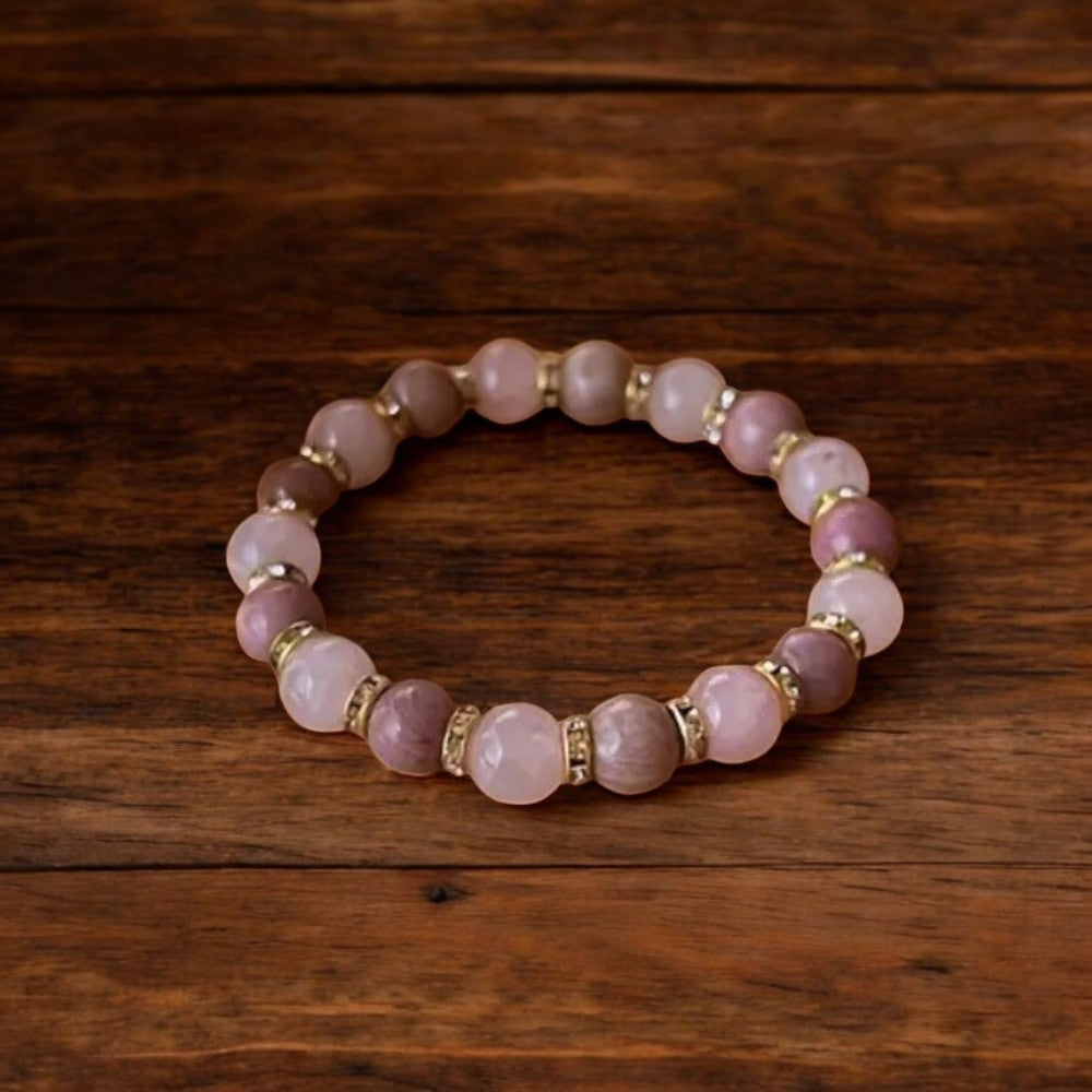 Rose Quartz Bead Love Bracelet 4