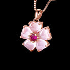 Rose Quartz Hibiscus Flower Pendant2