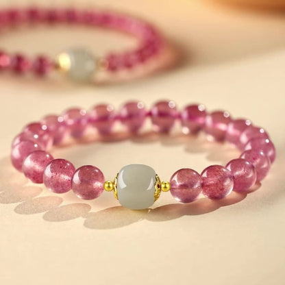 Strawberry Quartz Jade Love Bracelet