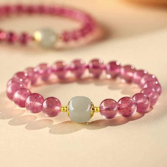 Strawberry Quartz Jade Love Bracelet