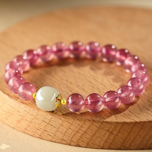 Strawberry Quartz Jade Love Bracelet