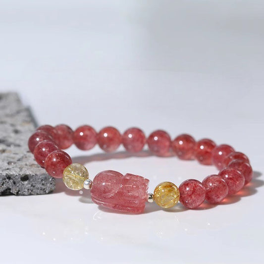 Strawberry Quartz Pixiu Bracelet