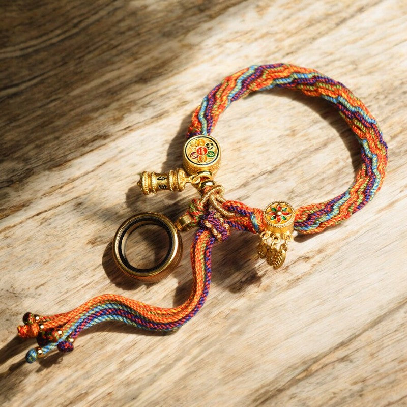Tibetan Om Mani Padme Hum Luck Knot String Bracelet wood1