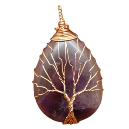 Tree of Life Natural Quartz Crystal Healing Energy Pendant5