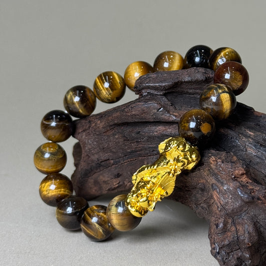 Wealth Guardian Pixiu Tiger Eye Bracelet