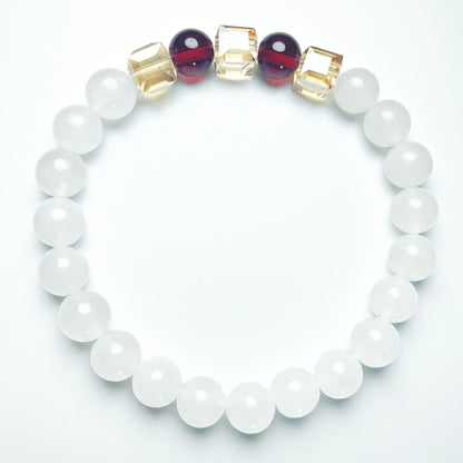 White Chalcedony Garnet Geometric Citrine Bracelet