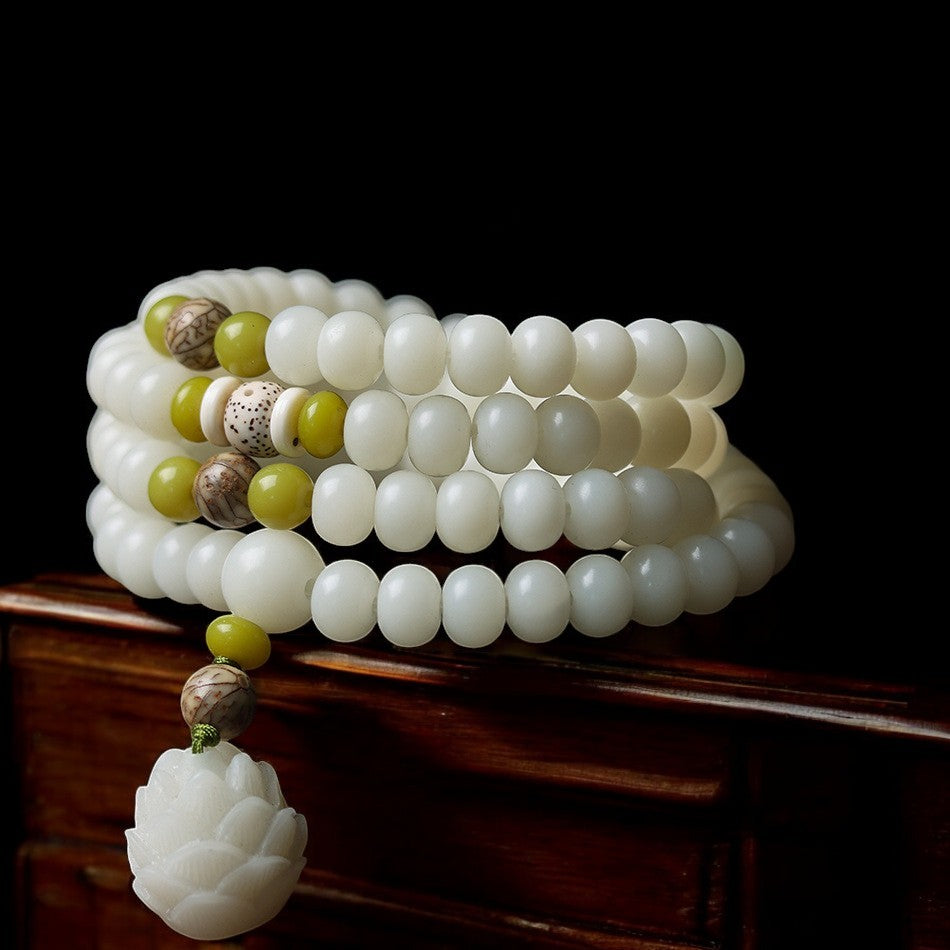 White Jade Bodhi Lotus Mala Beads Necklace Bracelet Box2