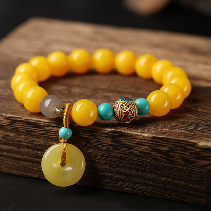 Yellow Agate Peace Amulet Bracelet