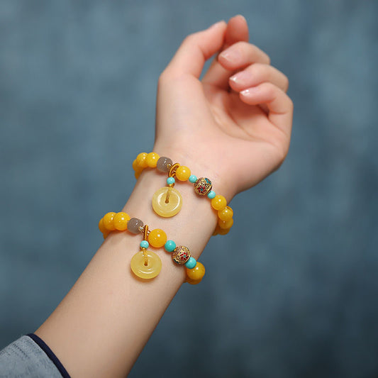 Yellow Agate Peace Amulet Bracelet