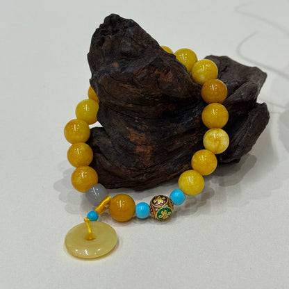 Yellow Agate Peace Amulet Bracelet